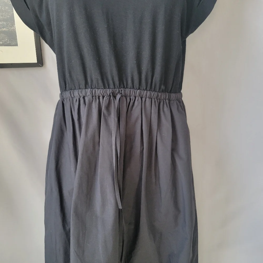 La Ligne Wilhelmina T-Shirt Midi Dress with Shirring Black M - Picture 4 of 13
